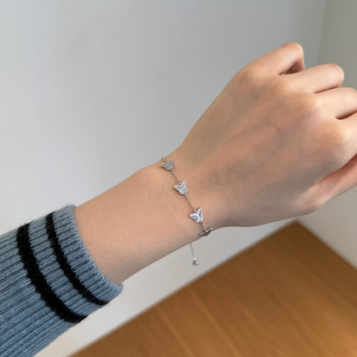 925 Silver 5 Butterfly Bracelet