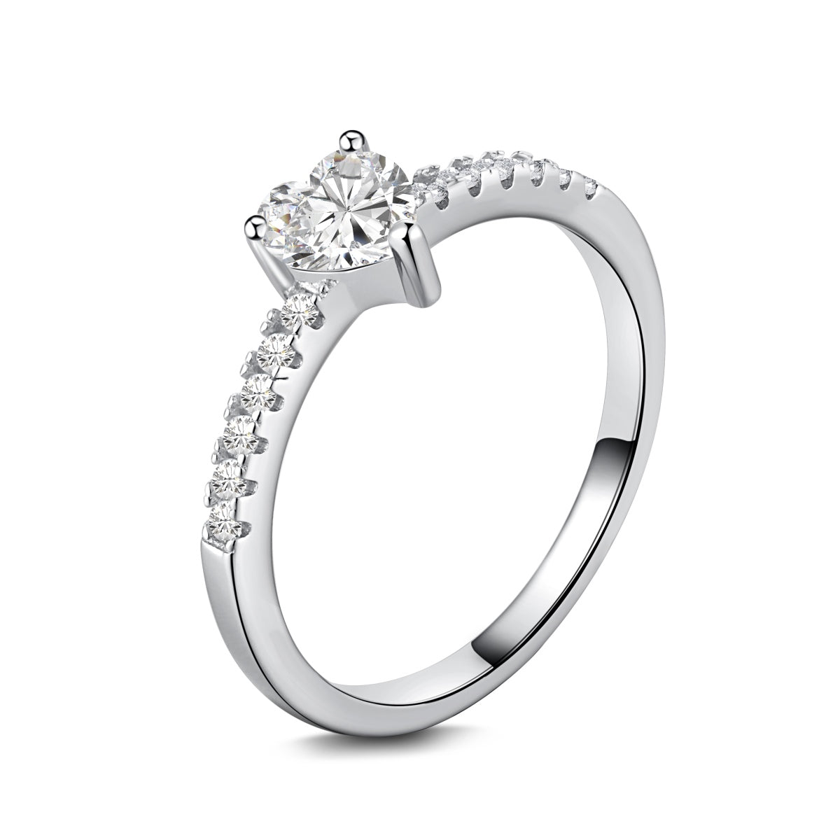 925 Silver Ring with Moissanite and 5A Grade Stone