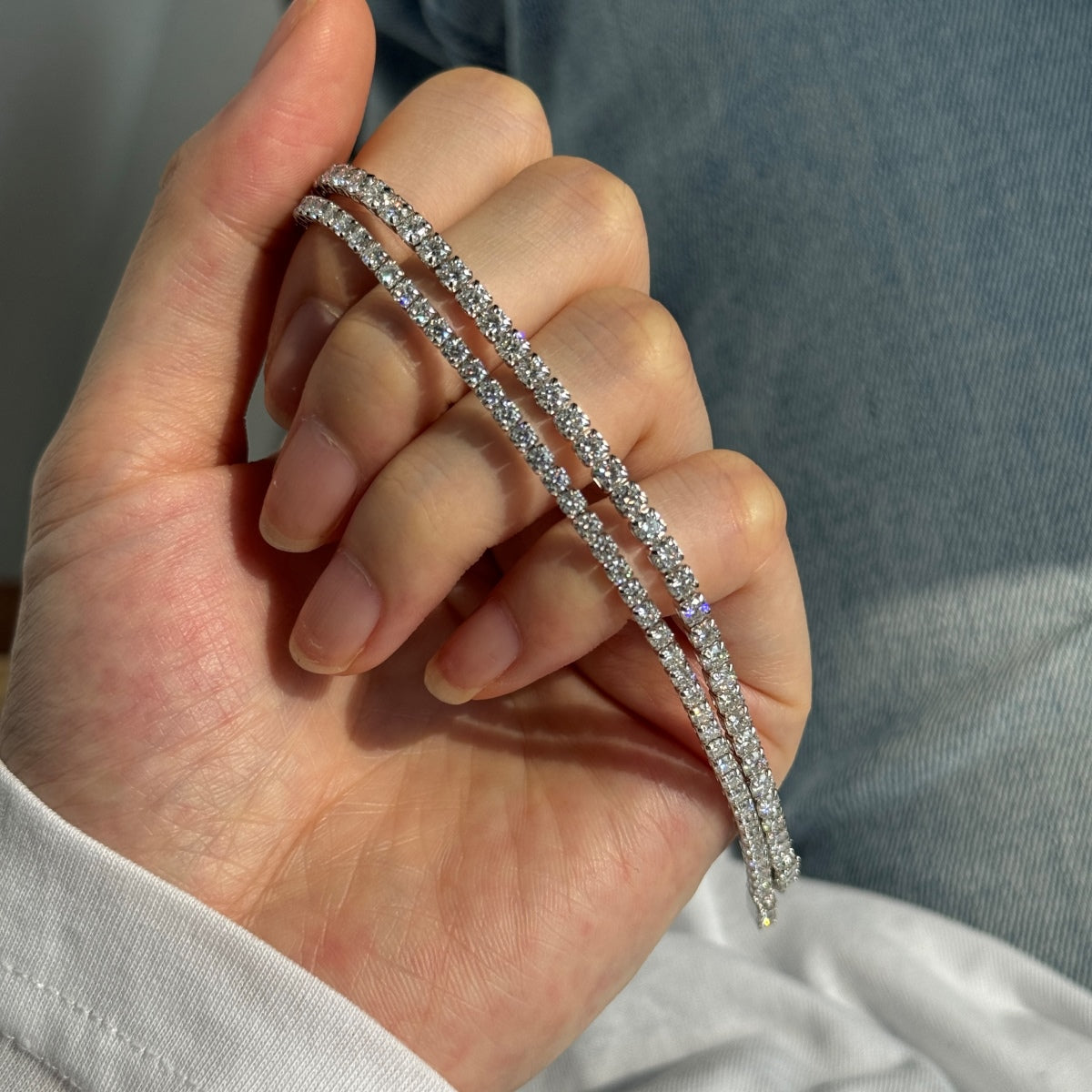 925 Silver Bracelet with 2.5mm Moissanite Stones