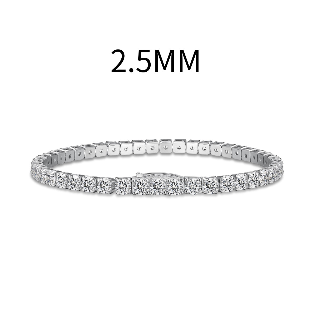 925 Silver Bracelet with 2.5mm Moissanite Stones