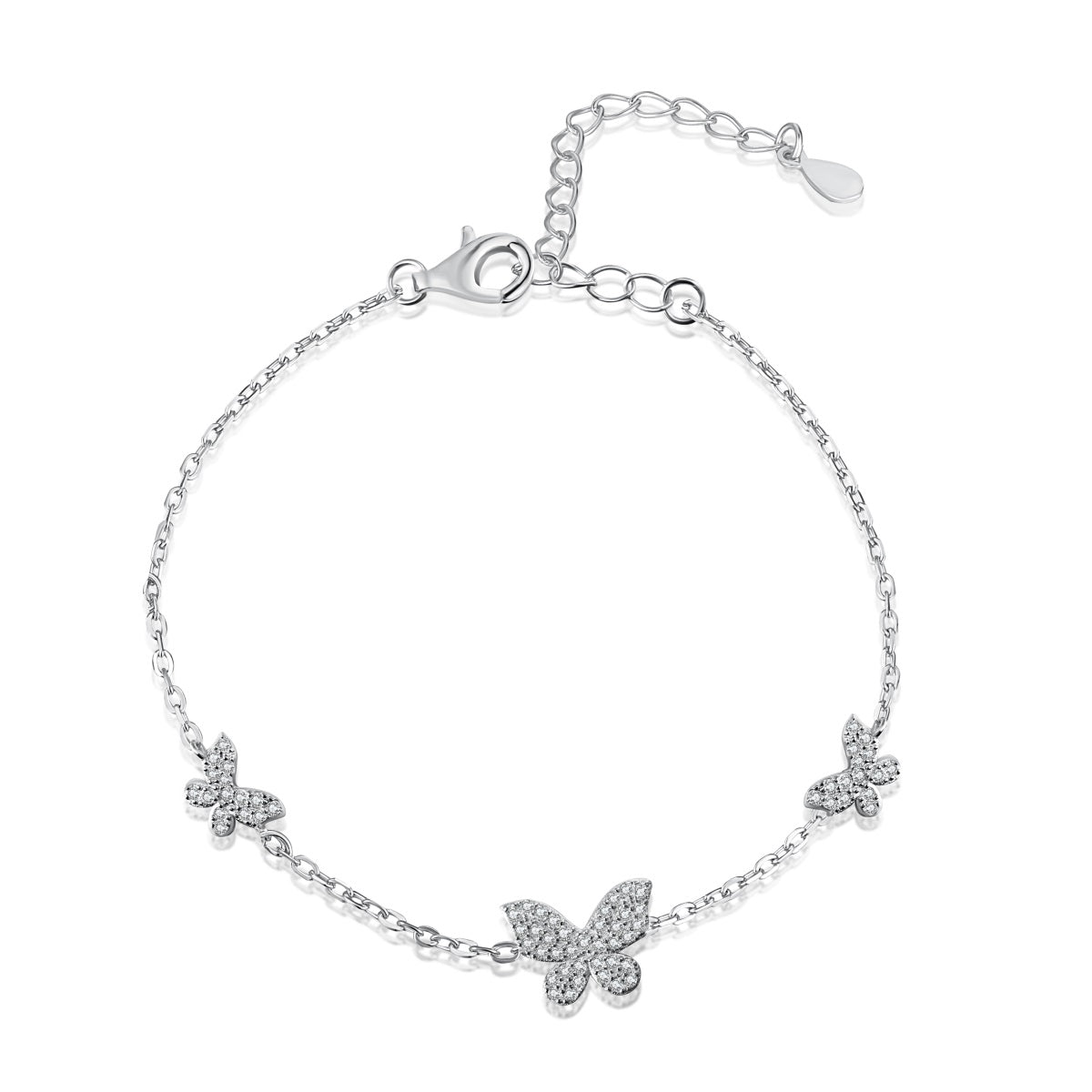 925 Silver Bracelet with 3 Butterflies