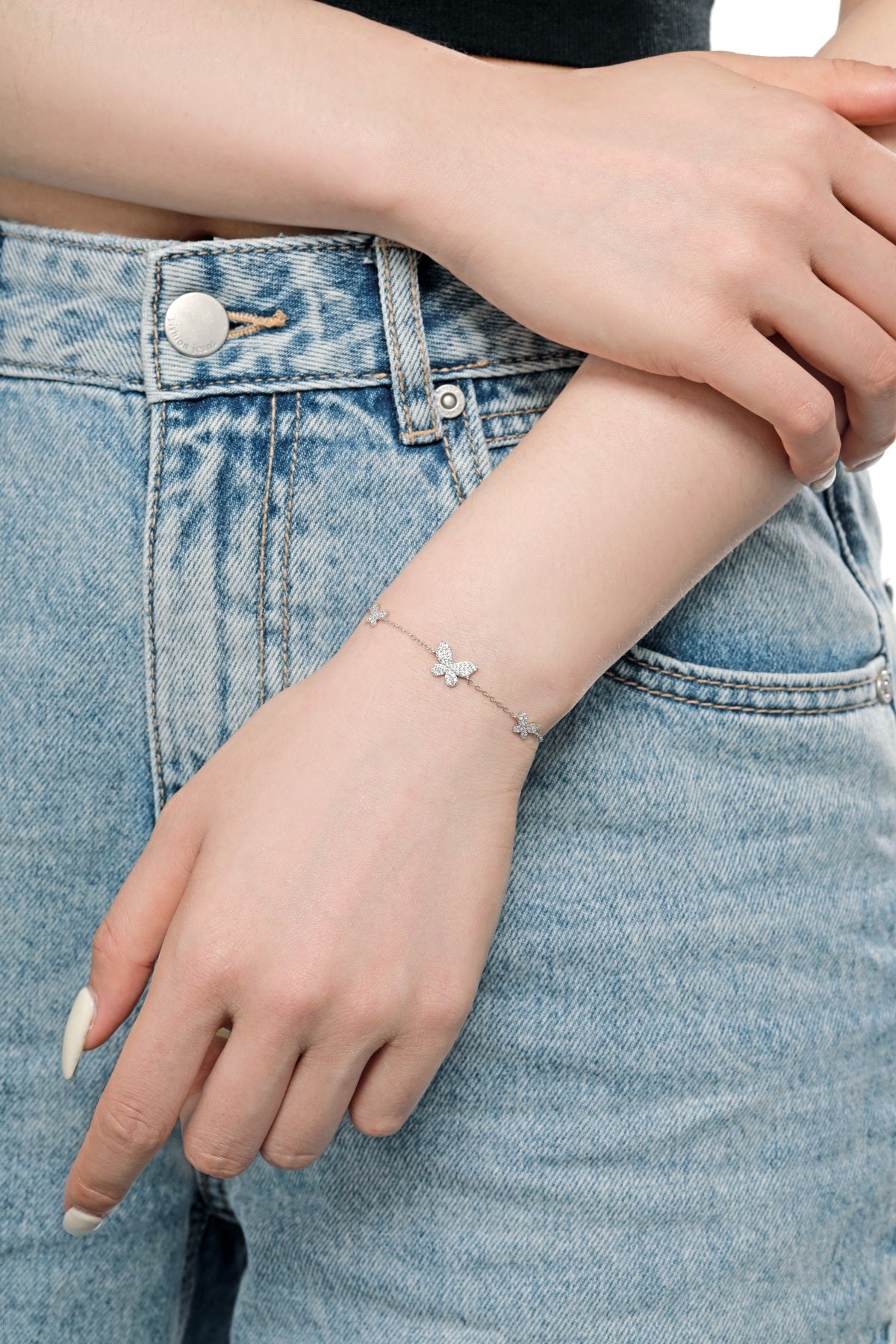 925 Silver Bracelet with 3 Butterflies