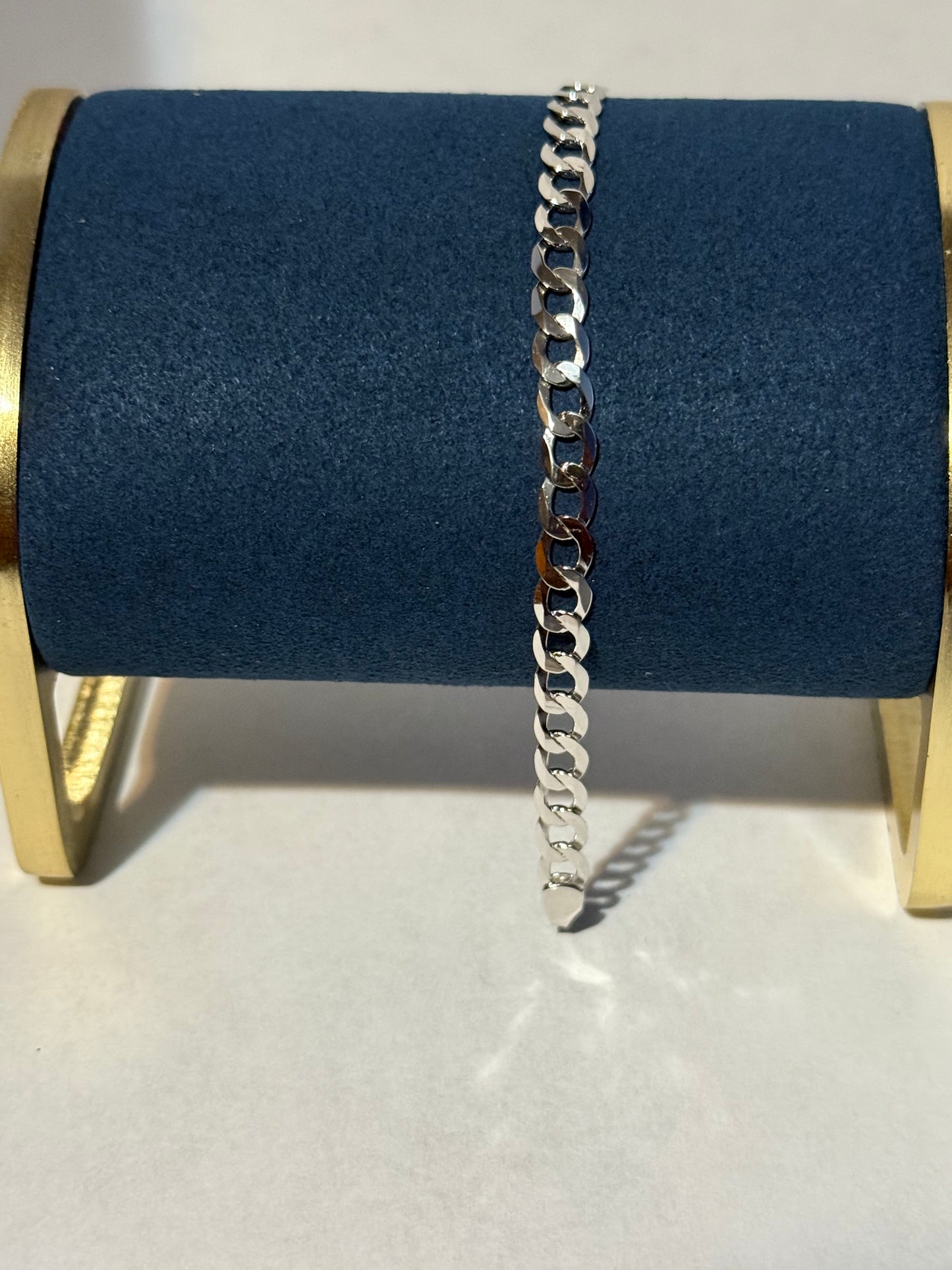 925 Sterling Silver Italian Diamond Cut Cuban Link Curb Bracelet
