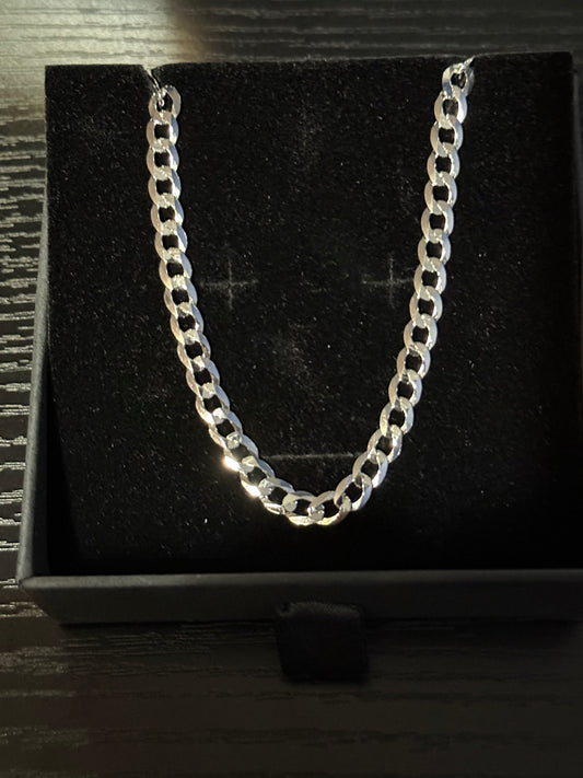 925 Sterling Silver Italian 5mm Diamond-Cut Cuban Link Curb Chain Necklace