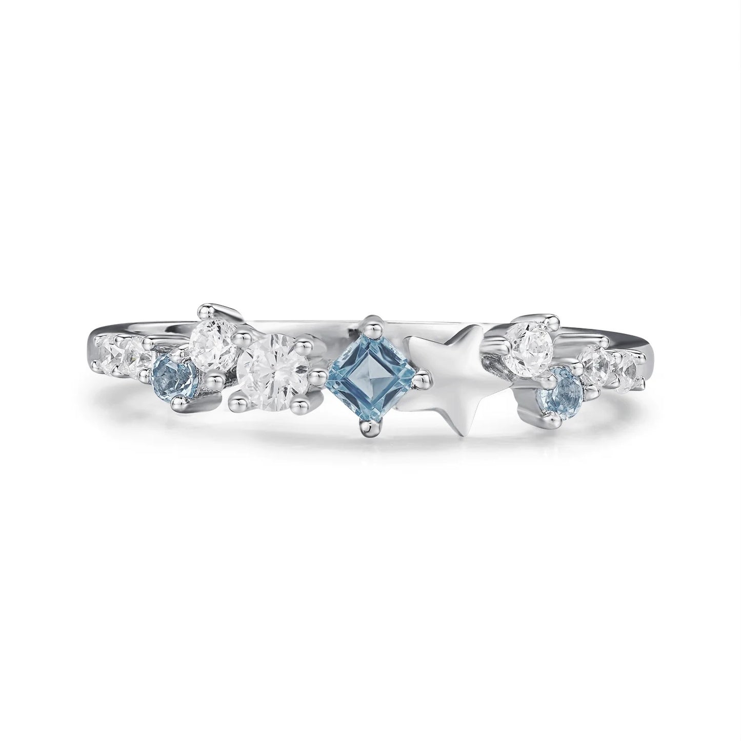 925 Sterling Silver Zircon Geometric Star Rings