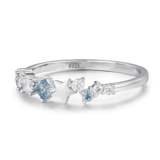 925 Sterling Silver Zircon Geometric Star Rings