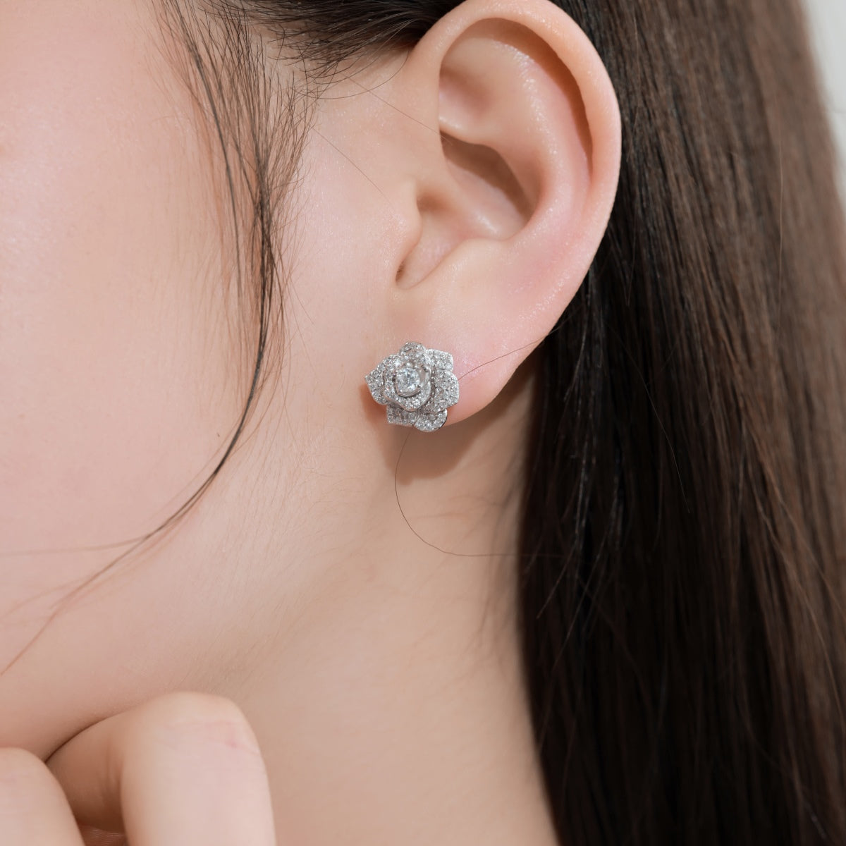 925 Silver Flower Earrings with 3mm 5A Grade Stones