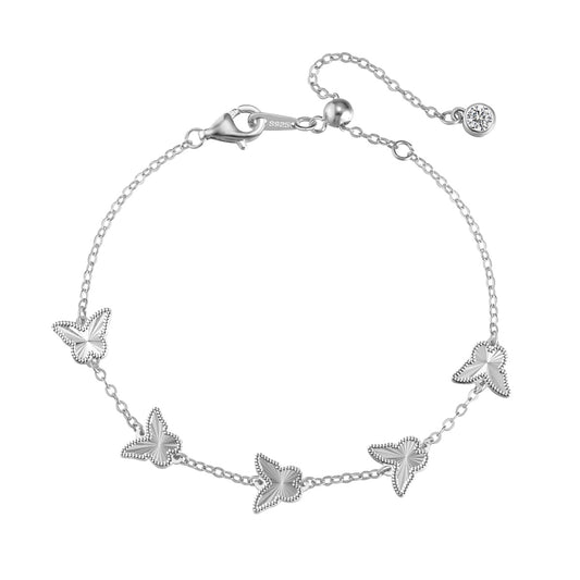 925 Silver 5 Butterfly Bracelet
