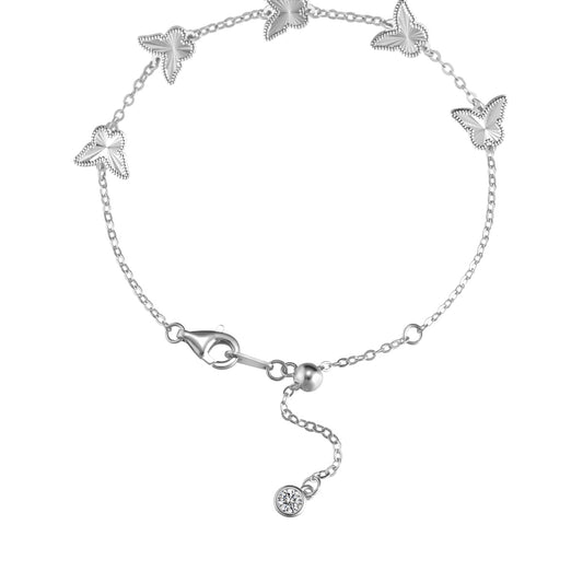 925 Silver 5 Butterfly Bracelet