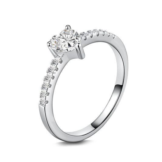 925 Silver Ring with Moissanite and 5A Grade Stone