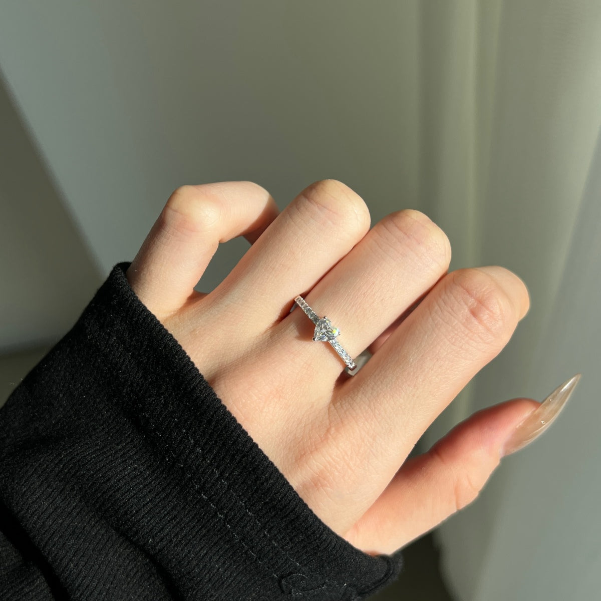 925 Silver Ring with Moissanite and 5A Grade Stone
