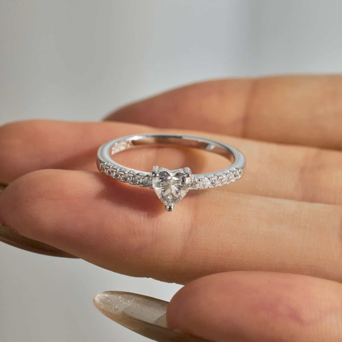 925 Silver Ring with Moissanite and 5A Grade Stone