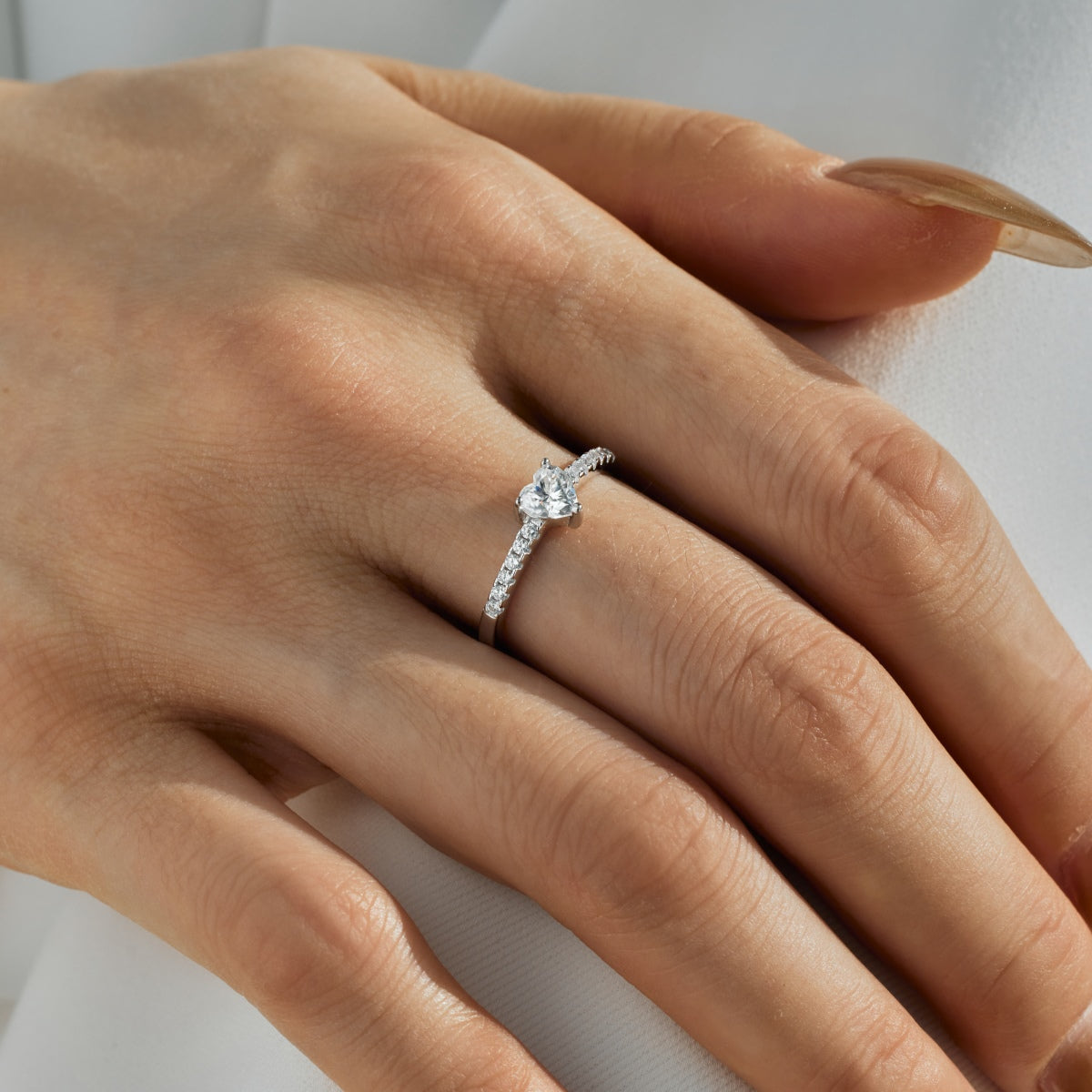 925 Silver Ring with Moissanite and 5A Grade Stone