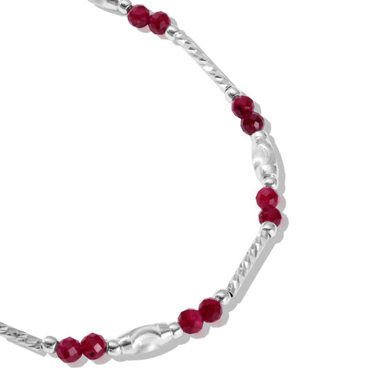 925 Silver Bracelet with Red Beads