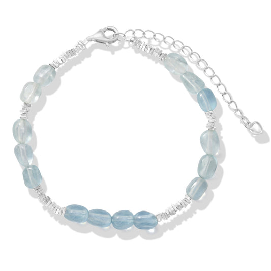 925 Silver Aqua Bead Bracelet