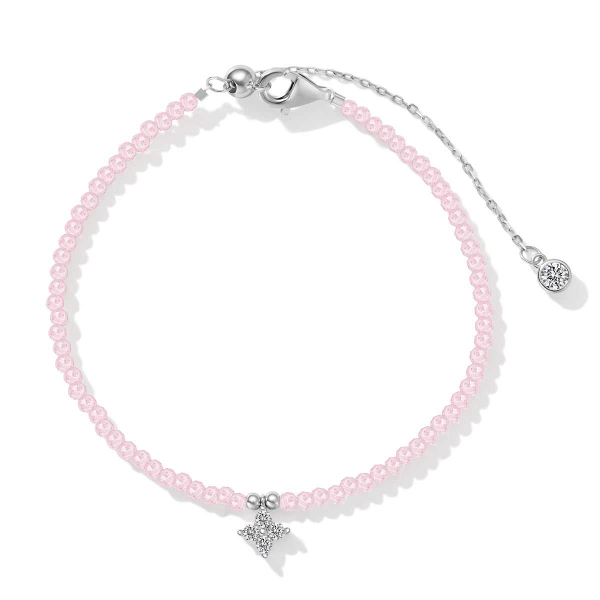925 Silver Bracelet with Pink Beads