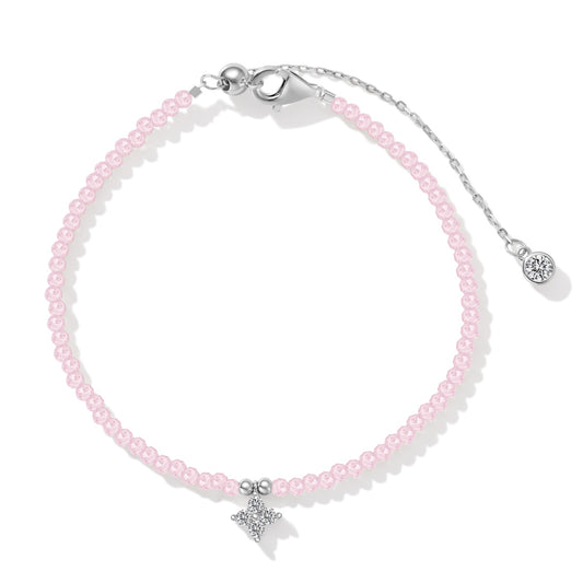 925 Silver Bracelet with Pink Beads
