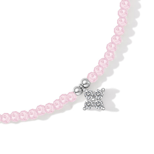 925 Silver Bracelet with Pink Beads