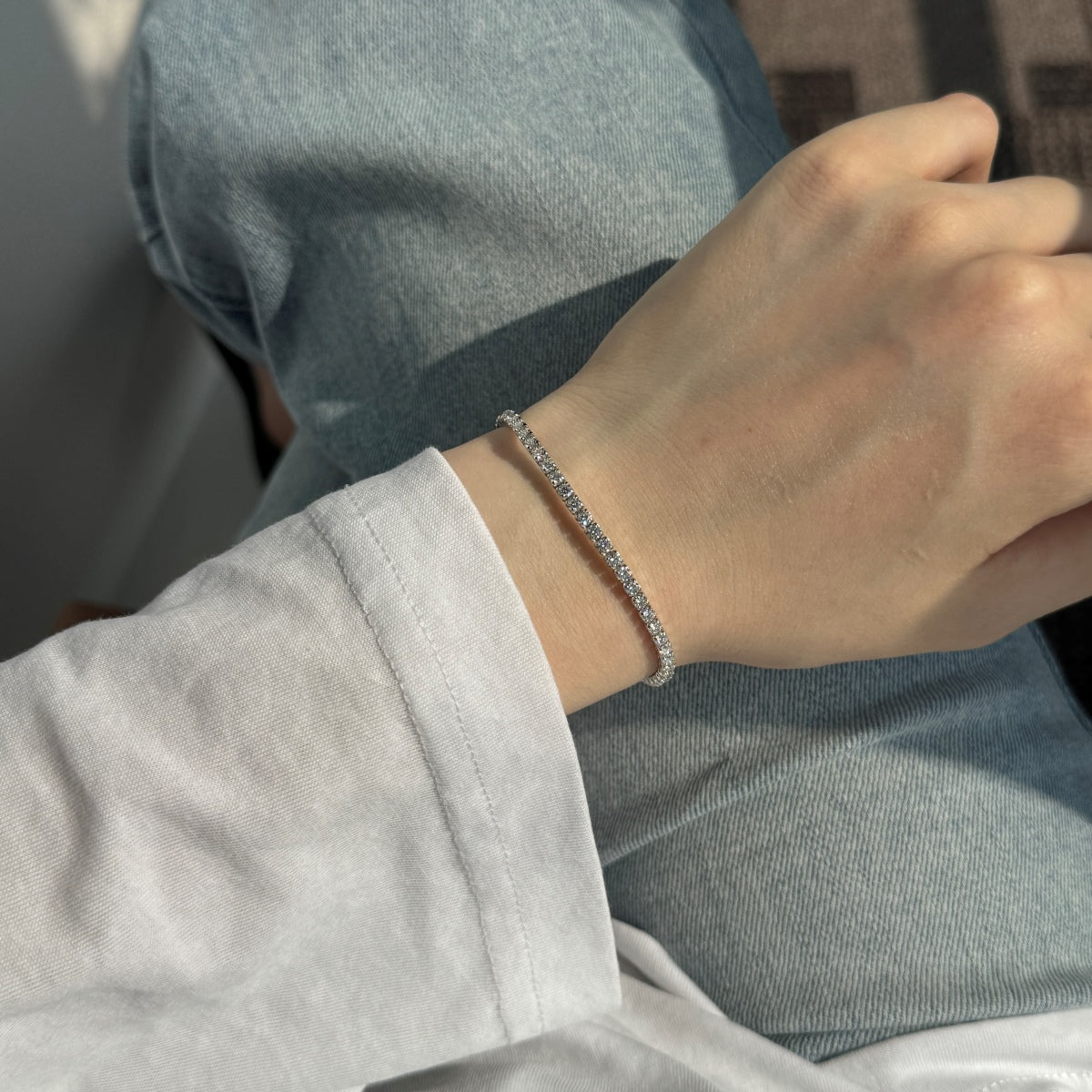 925 Silver Bracelet with 2.5mm Moissanite Stones