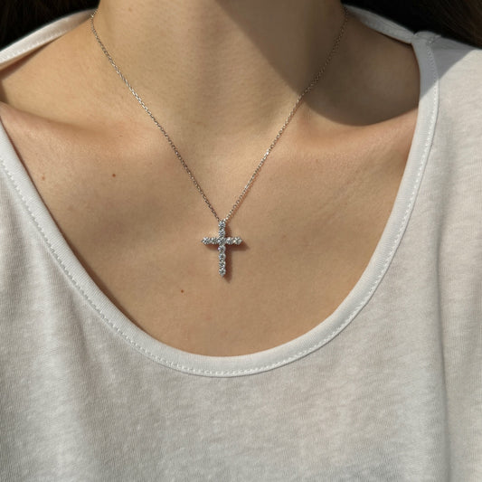 925 Silver Cross with Moissanite Stones
