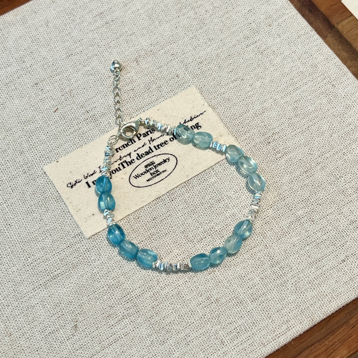 925 Silver Aqua Bead Bracelet