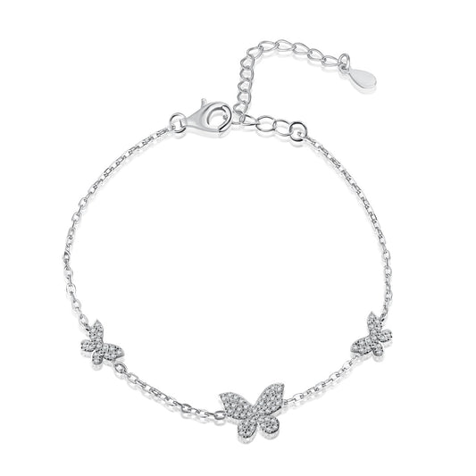 925 Silver Bracelet with 3 Butterflies