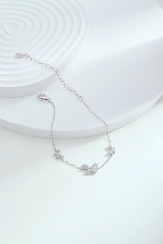 925 Silver Bracelet with 3 Butterflies