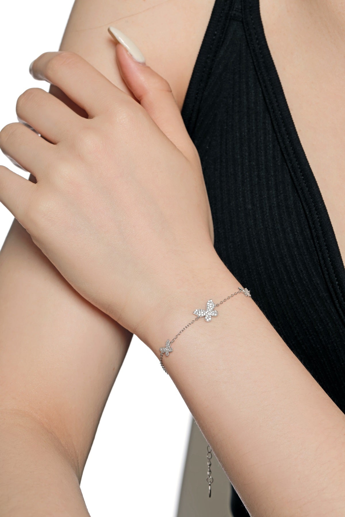 925 Silver Bracelet with 3 Butterflies