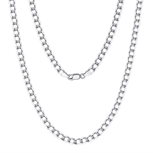 925 Sterling Silver Italian 5mm Diamond-Cut Cuban Link Curb Chain Necklace