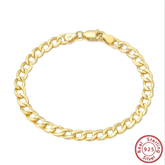 925 Sterling Silver Italian Diamond Cut Cuban Link Curb Bracelet
