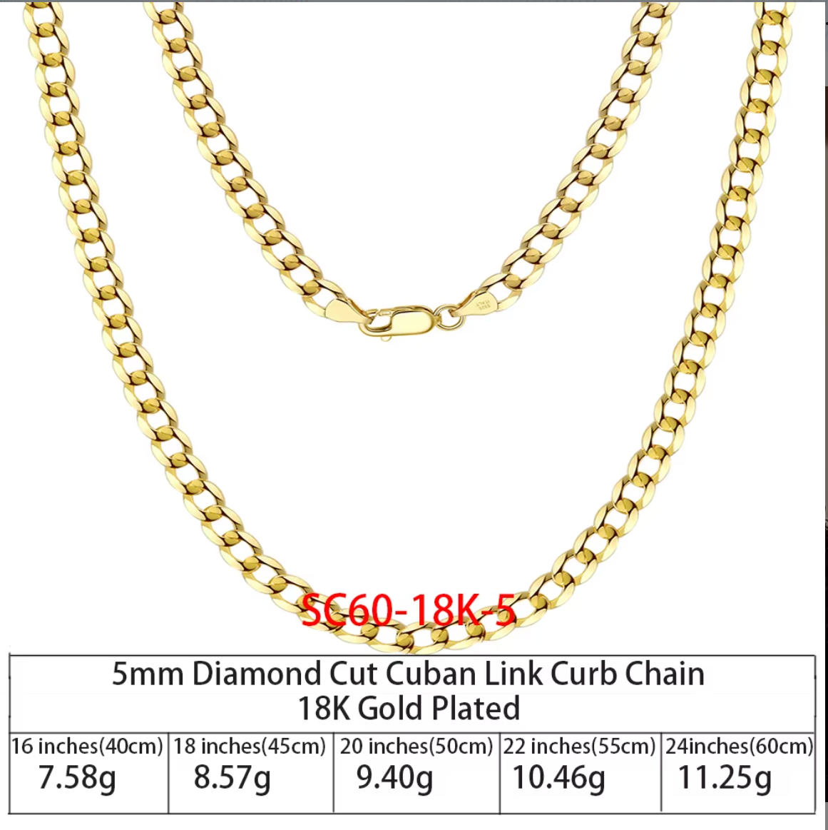 925 Sterling Silver Italian 5mm Diamond-Cut Cuban Link Curb Chain Necklace